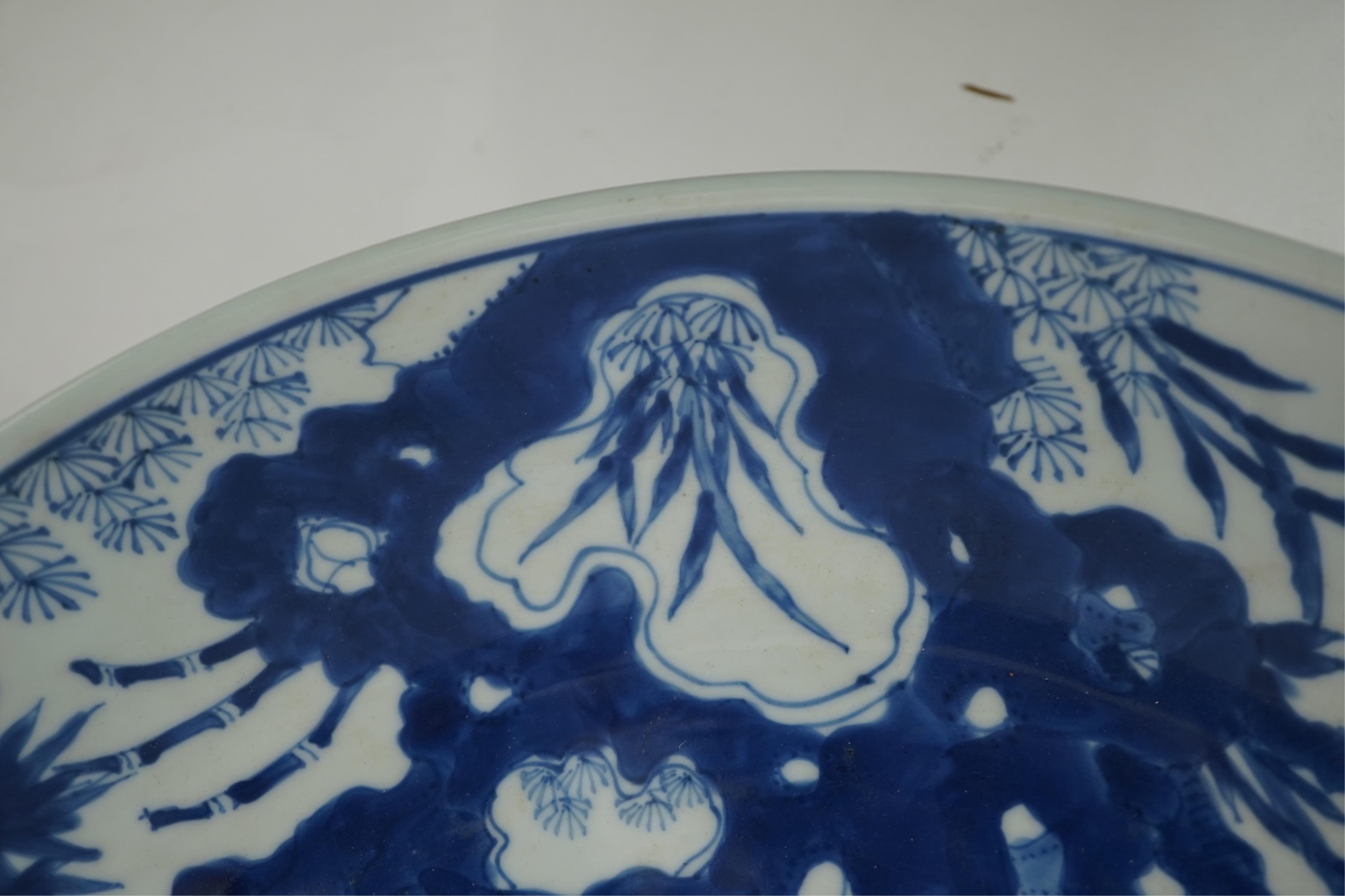 A Chinese blue and white ‘double phoenix’ dish, Kangxi period